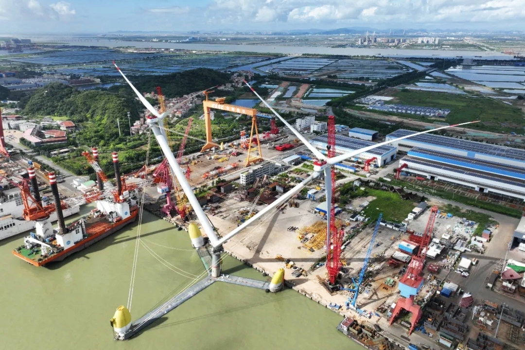A floating wind power platform with the largest capacity of its kind globally is ready to be installed in the sea near the coast of South China's Guangdong province. Photo: Mingyang Smart Energy Group